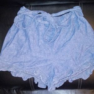 Pretty Dainty Jean Tie Around Belt Ruffled Shorts